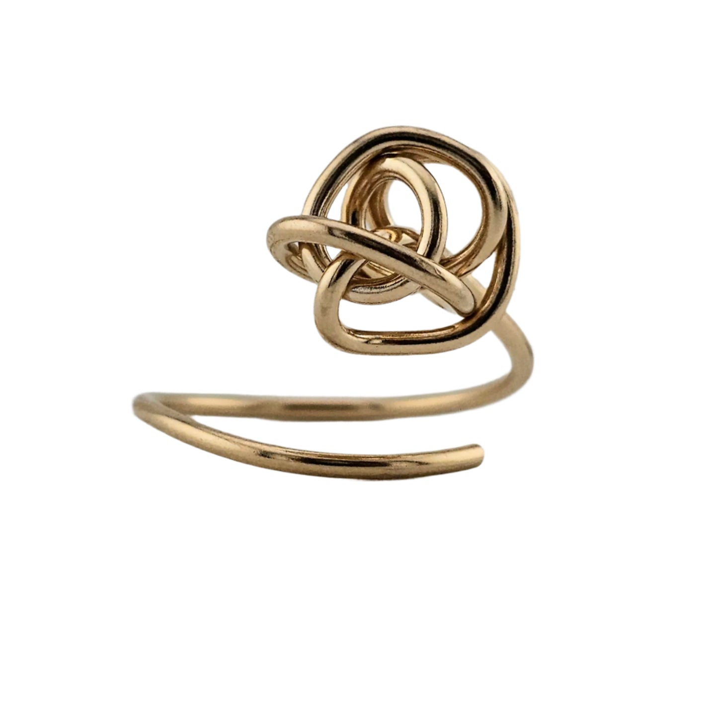 Close up of adjustable Gold Winding Knot Ring by Jaclyn Nicole