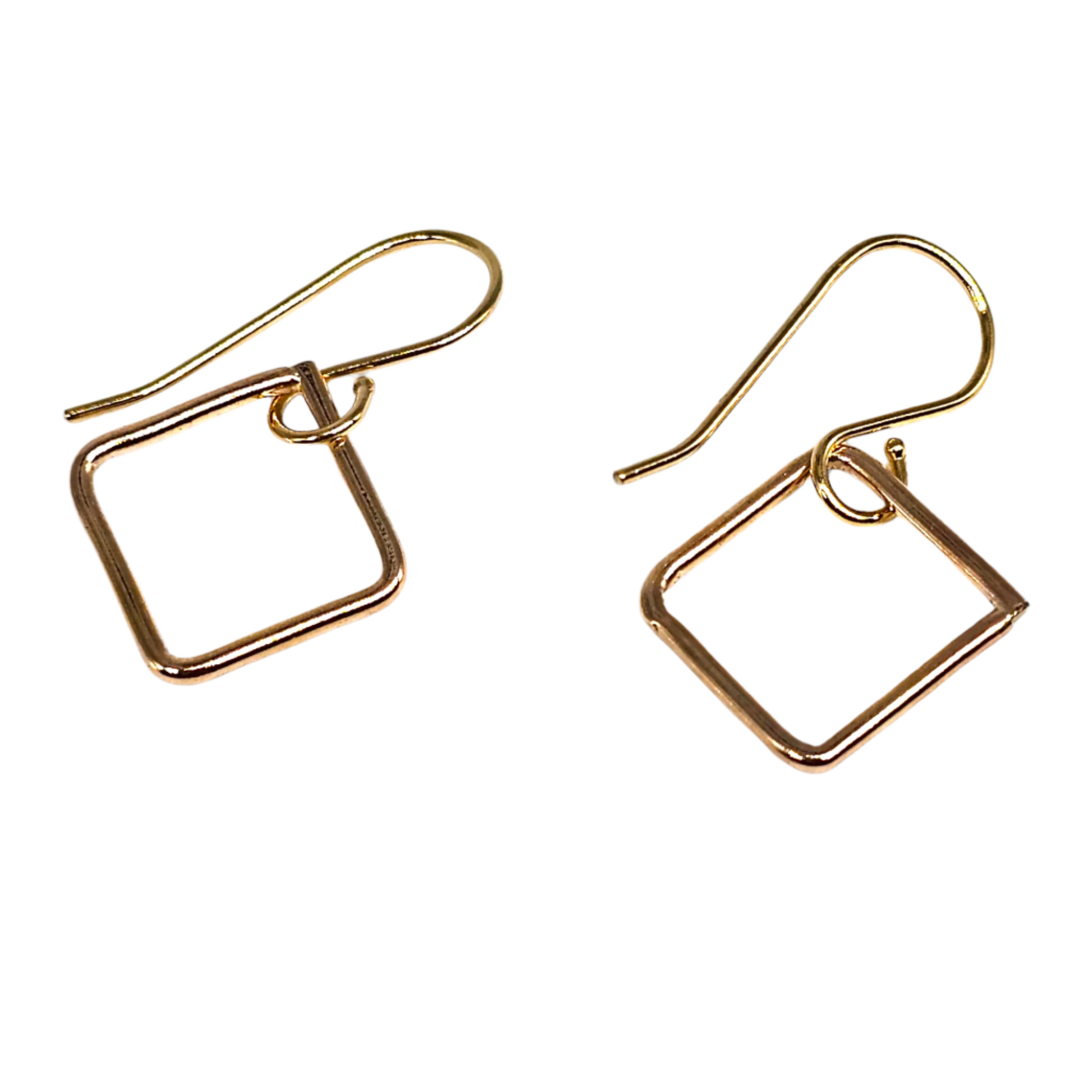 Gold Square Minimalist Drop Earrings