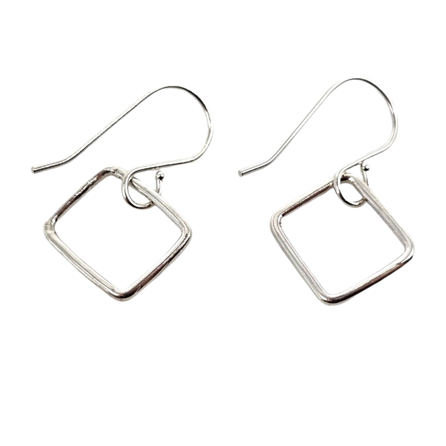 Silver square drop earrings 