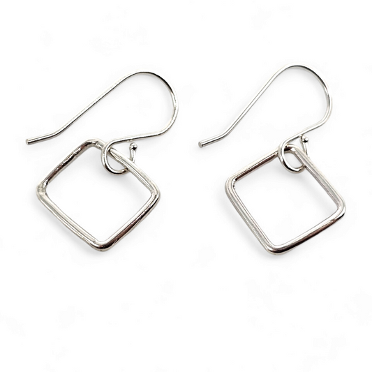 Silver square drop earrings 