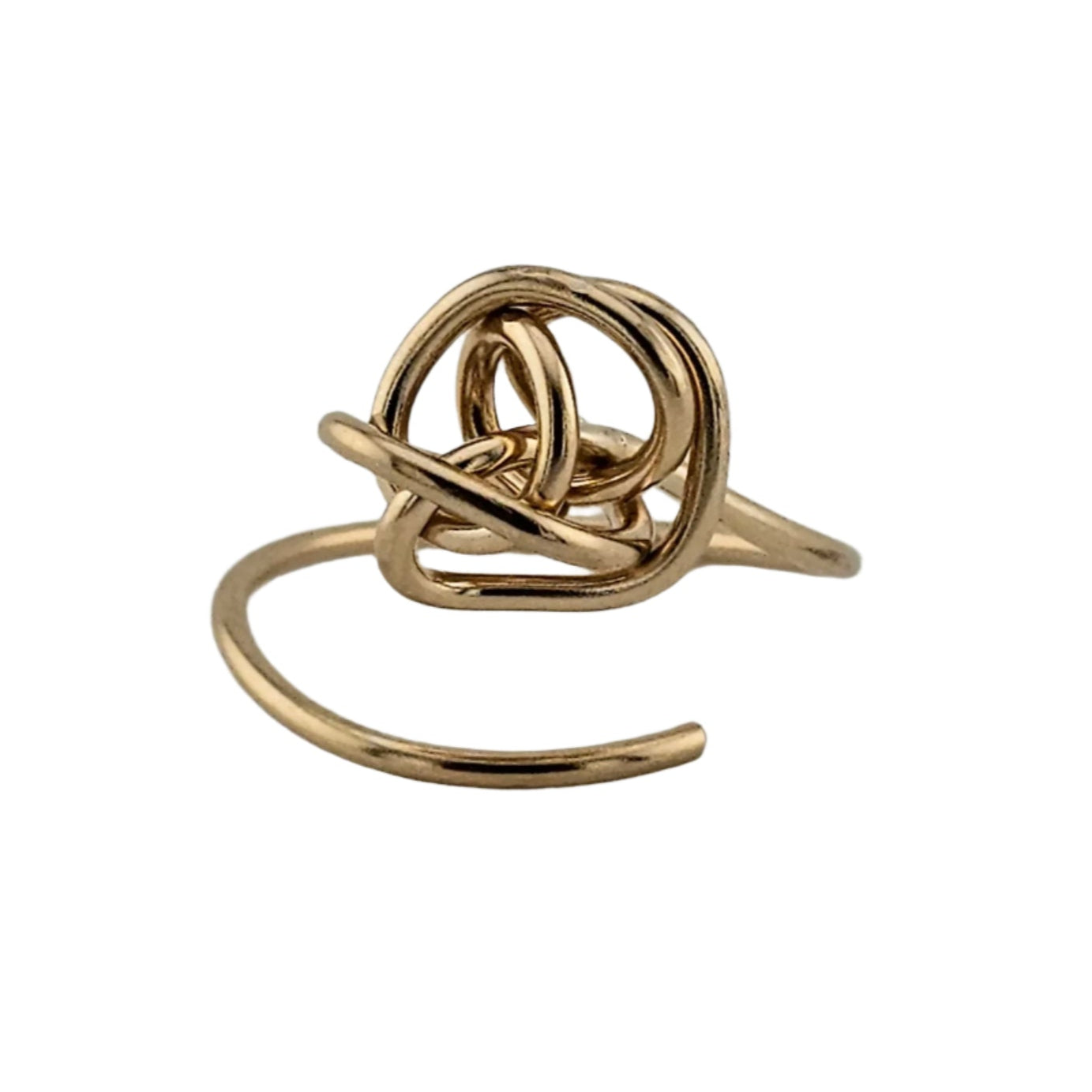 Close up of Gold Winding Knot Ring by Jaclyn Nicole