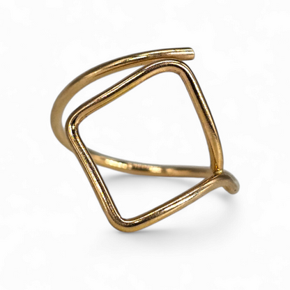 Adjustable Gold ring with Square Box shape