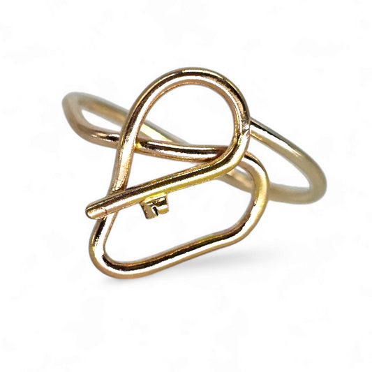 Gold Adjustable hear ring with key feature in center