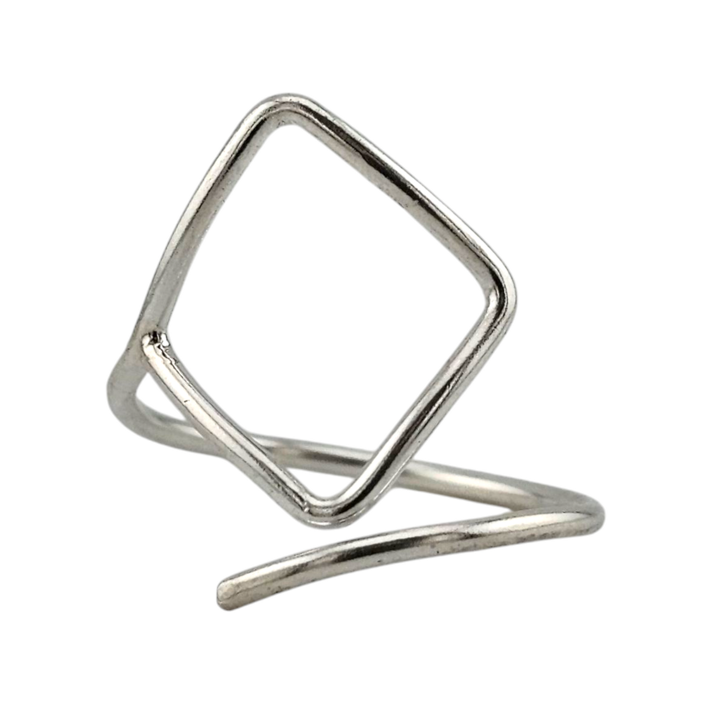 Silver adjustable ring with square box 