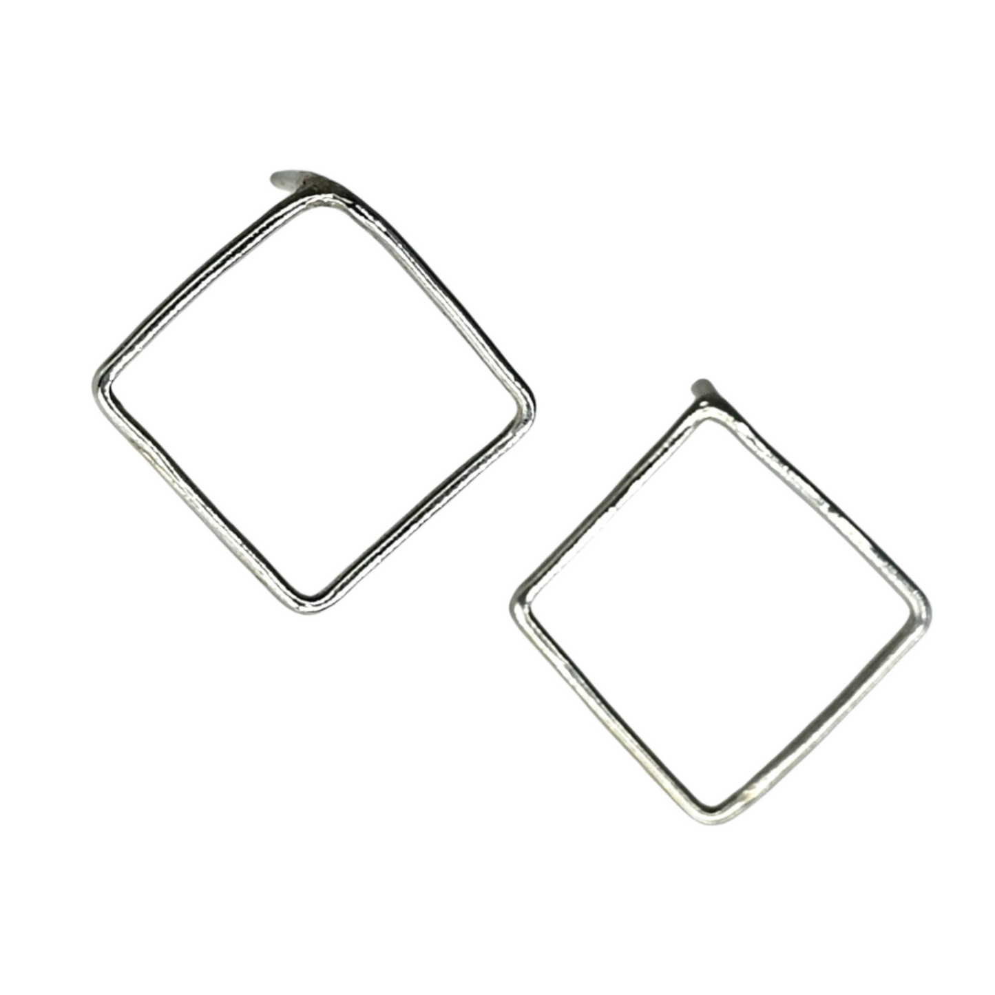 Silver Box shaped wire Stud Earrings