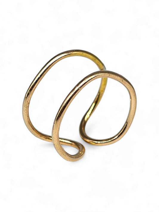 Adjustable Gold ring with with 2 lines